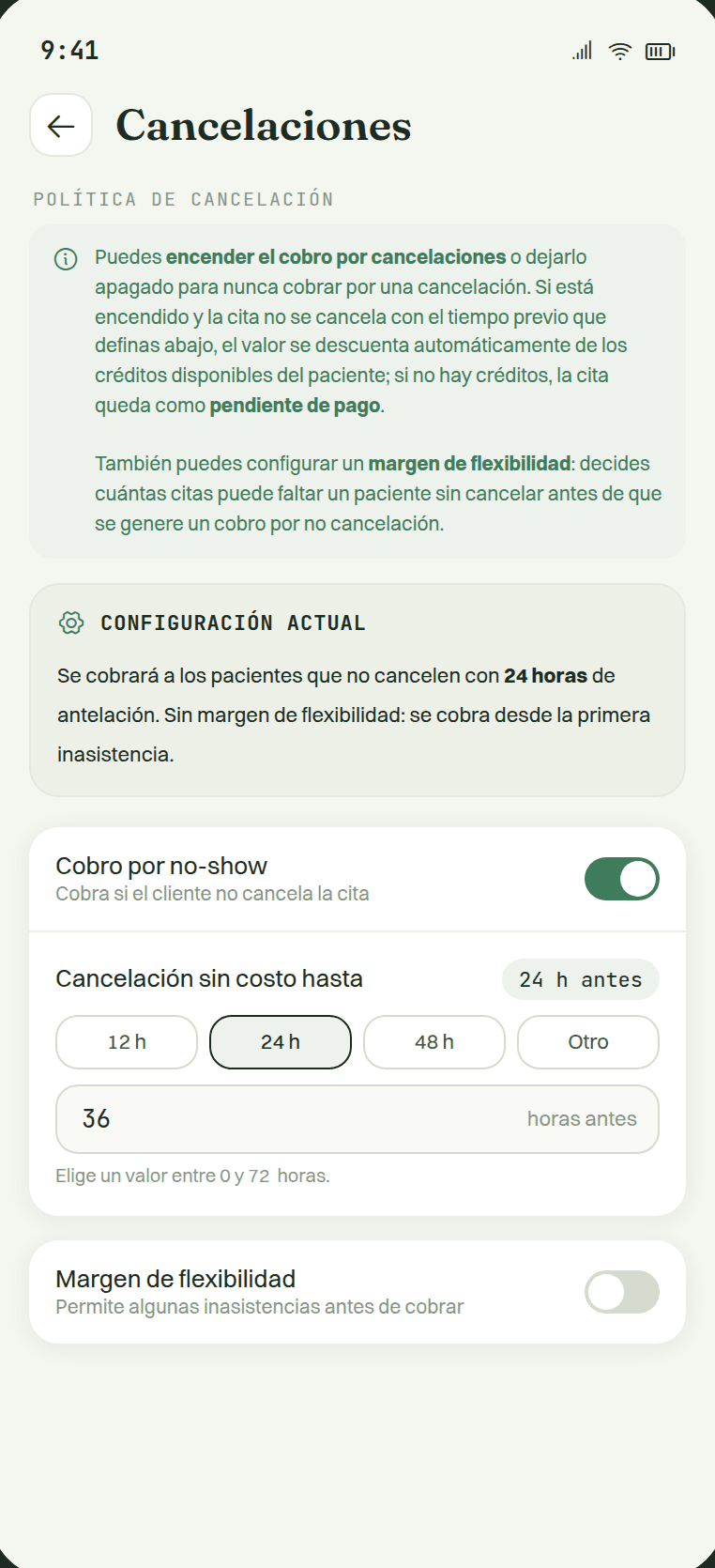 Ajuste de faltas permitidas antes de cobrar