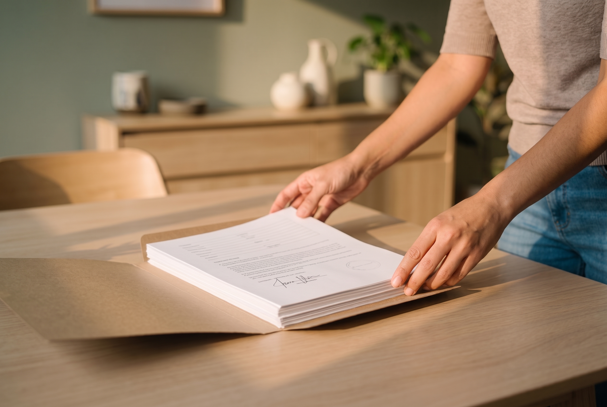 Carpeta con documentos firmados