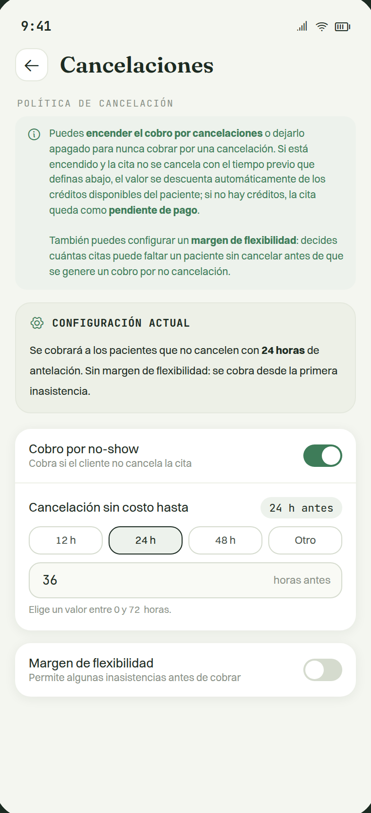 Ajuste de faltas permitidas antes de cobrar